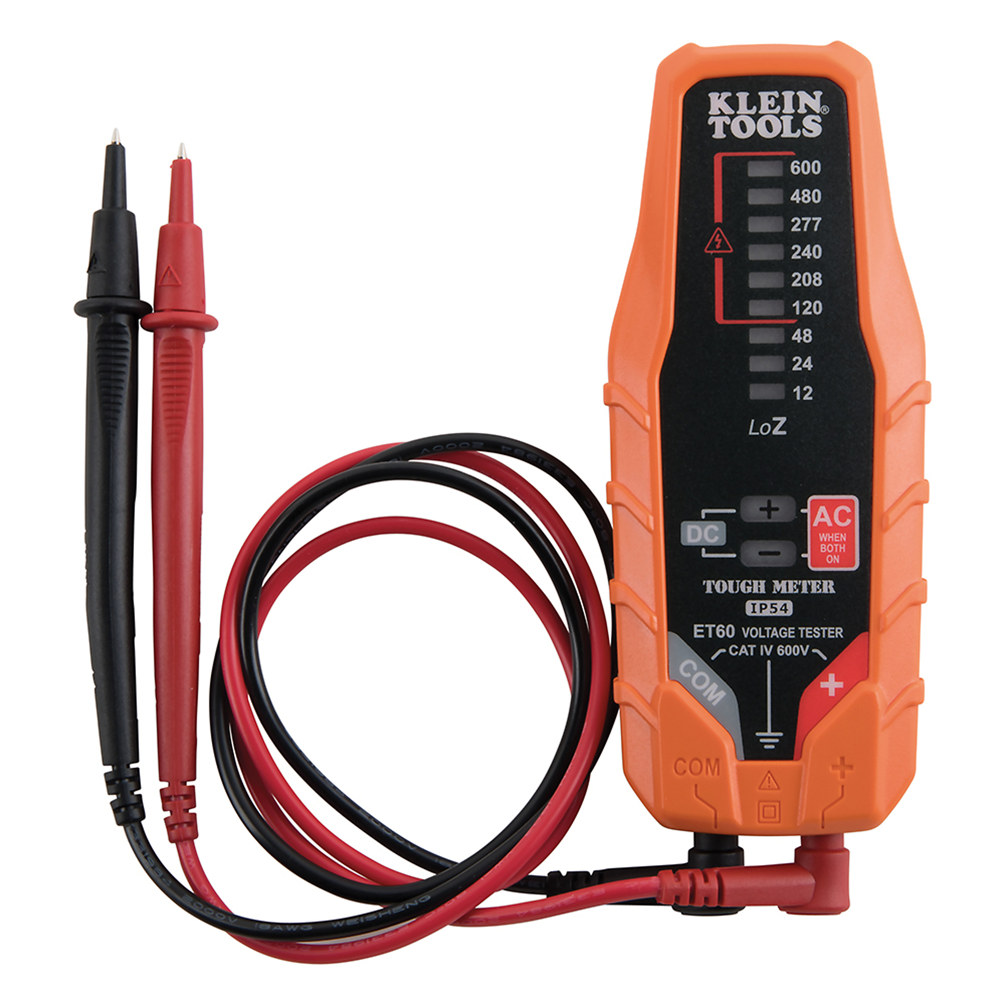 Electronic AC/DC Voltage Tester, 12 to 600V, Model# ET60